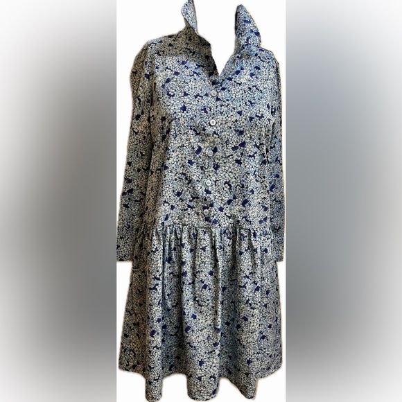 Tuckernuck Floral Blue and White Long Sleeve Short Dress XXS - Picture 4 of 8